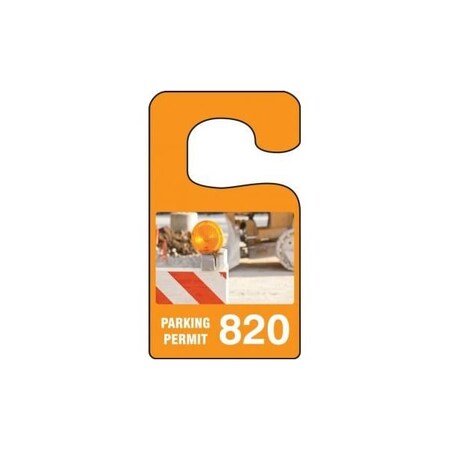 Accuform Parking Permit Tag, Construction Site Image PARKING PERMIT Numbered 001-099, 3inx2.75in, 99PK TNT942GNA